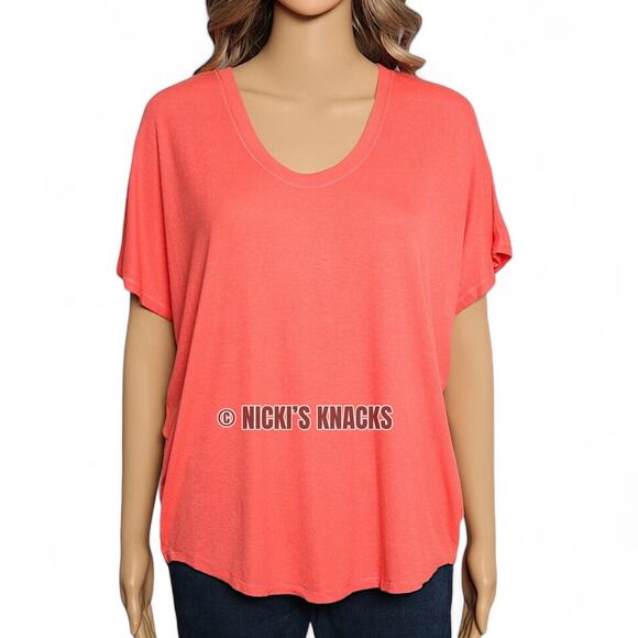 H by Bordeaux Watermelon Mini Rib Super Soft Oversized T-Shirt Lounge Tee Size S - Picture 2 of 9